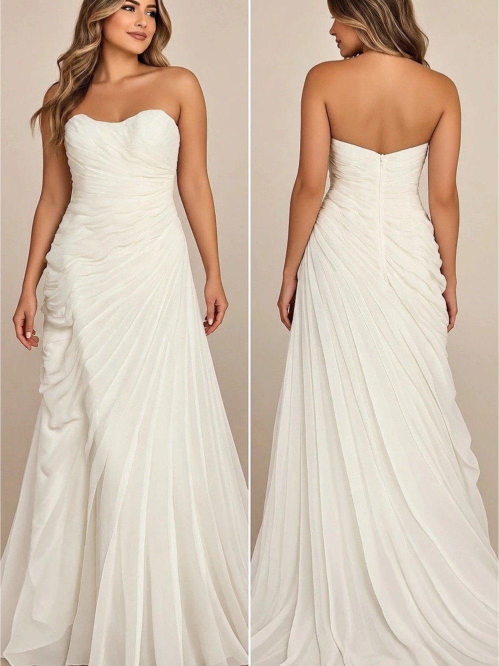 David’s Bridal Strapless Wedding Dress Bridal Gown Elegant Formal Wedding